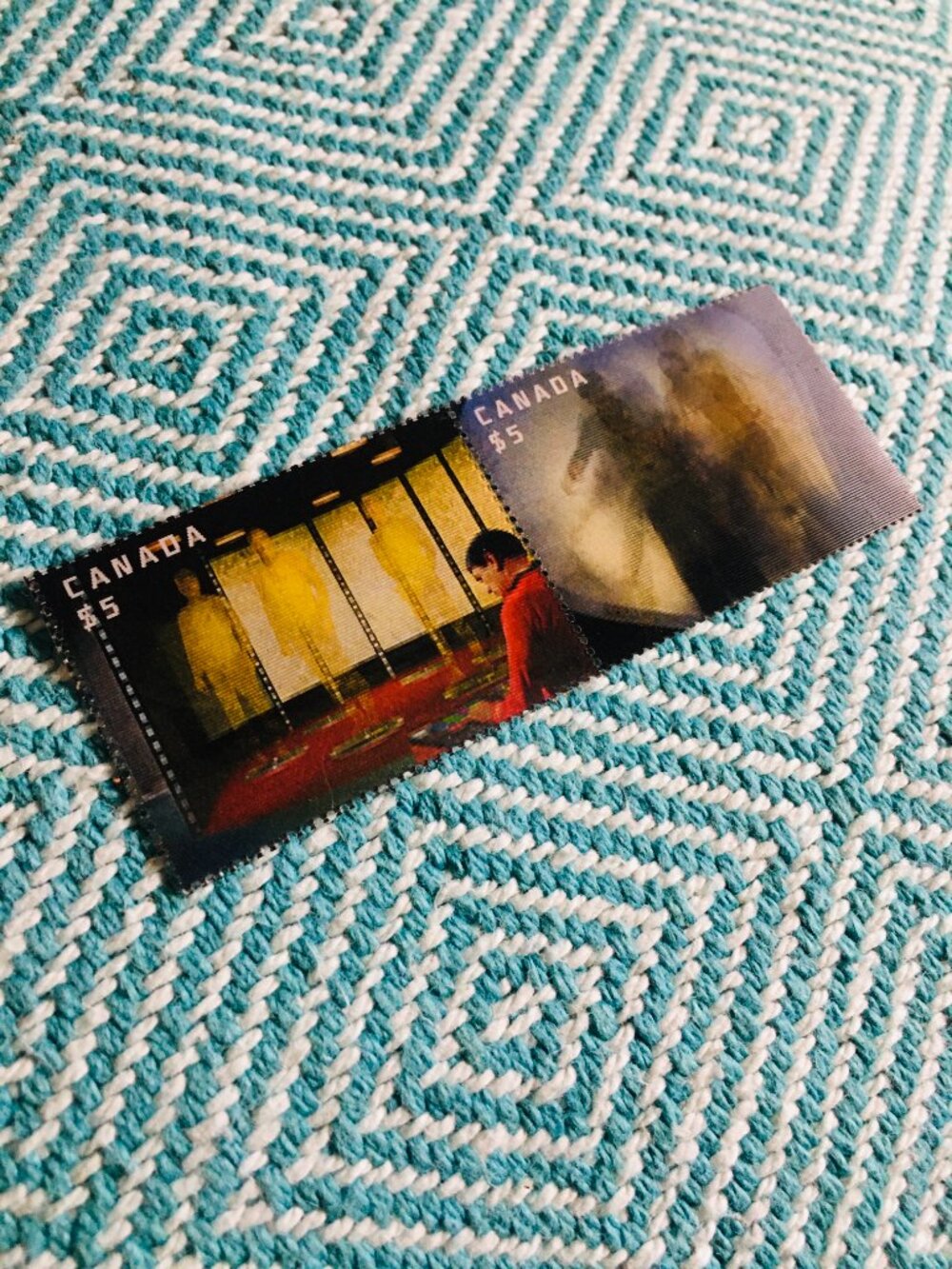 Star Trek 50th Anniversary Canada Post Hologram Transporter Stamps Pair